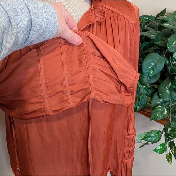 Rachel Roy Burnt Orange Peasant Blouse Small - Picture 2 of 9